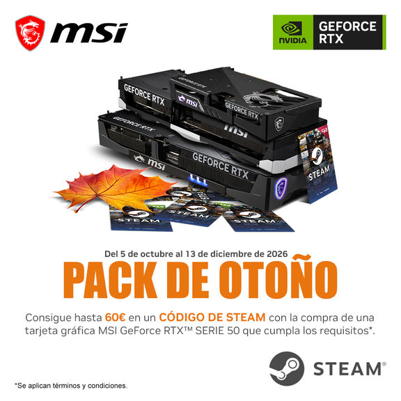 Consigue hasta 60 &euro; en c&oacute;digo de Steam al comprar una tarjeta gr&aacute;fica MSI seleccionada