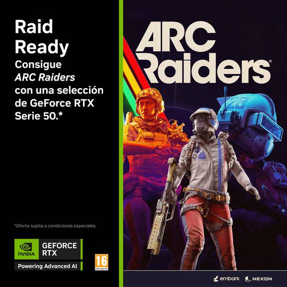 Compra una GeForce RTX Serie 50 seleccionada* y recibe ARC Raiders Deluxe Edition