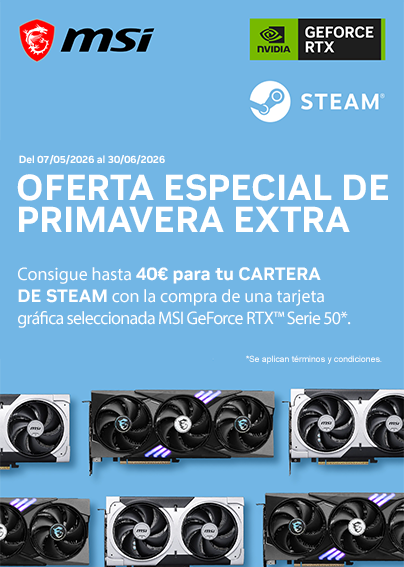 Oferta de Steam Card por valor de hasta 40&euro; con determinadas Tarjetas Gr&aacute;ficas MSI