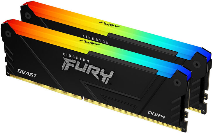 Kingston Kit 32GB (2 x 16GB) DDR4 3200MHz FURY Beast RGB Negro 1Rx8 CL16 image number 0