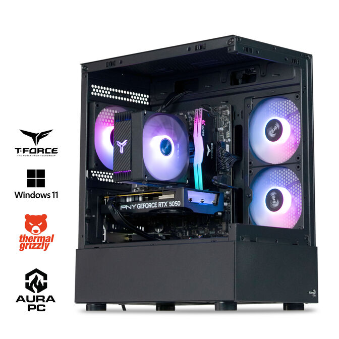 Ordenador AURA Gamer-PC Intel i5 12400F 16GB DDR4 500GB RTX 5050 WiFi W11 image number 0