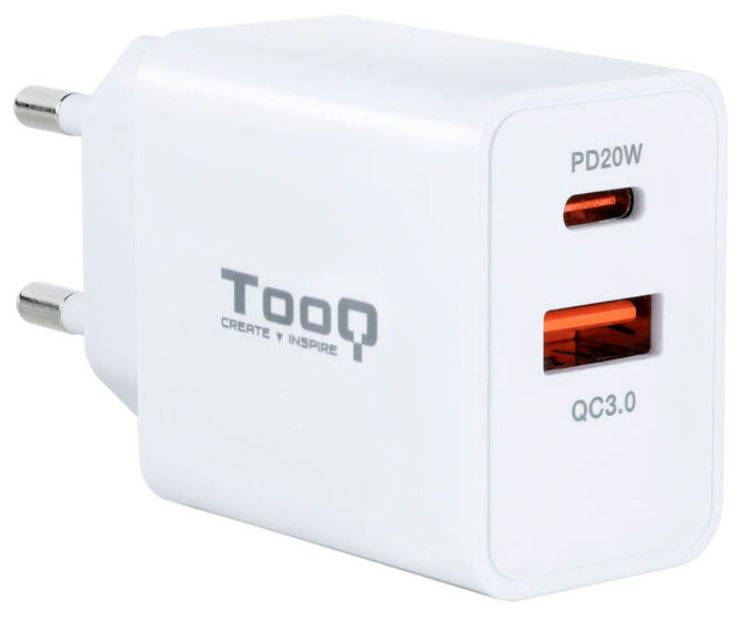 Cargador Tooq USB-C QC 3.0 (20W) + USB-A QC 3.0 (18W) image number 0