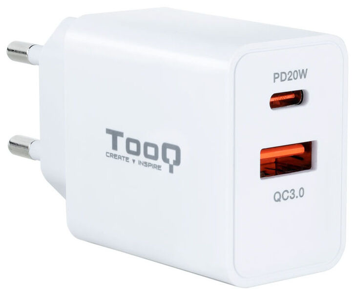 Cargador Tooq USB-C QC 3.0 (20W) + USB-A QC 3.0 (18W) image number 0
