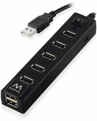Hub USB Ewent 7 Portas USB 2.0 Botão On/Off