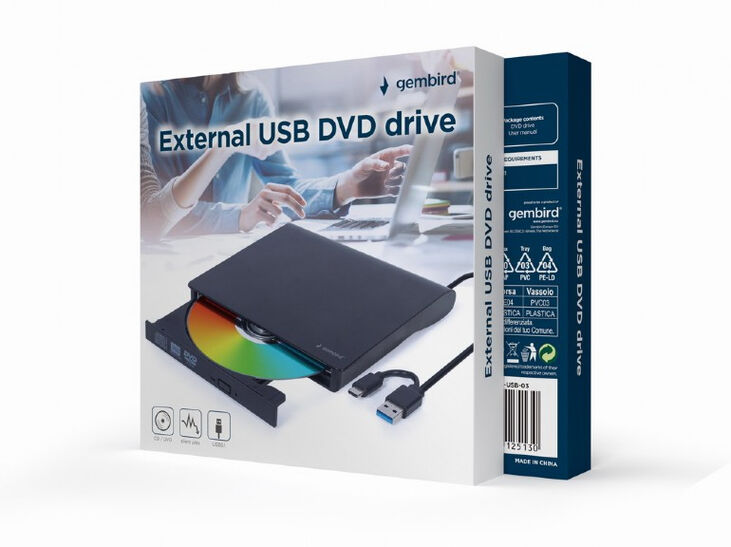 Drive Externa Gembird USB 3.1 Preta USB-A + USB-C image number 1