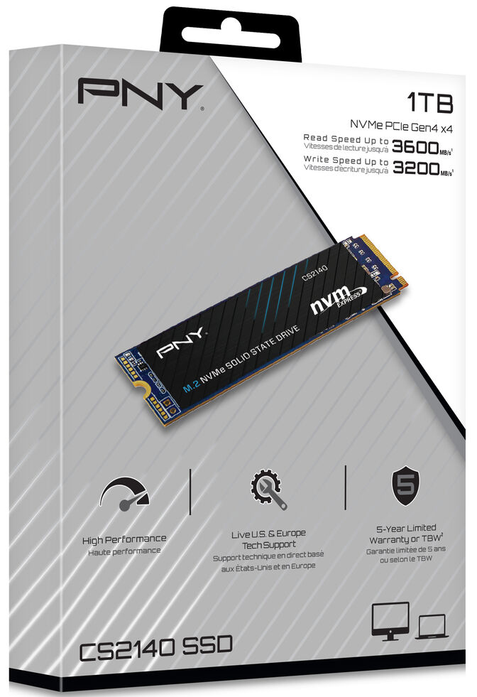 SSD PNY CS2140 1TB Gen4 M.2 NVMe (3600/2300MB/s) image number 1