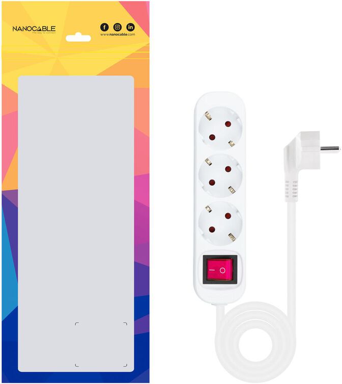Regleta Nanocable 3 Tomas c/ switch 1.4 M Blanco image number 2