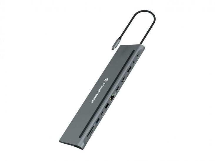 HUB USB Conceptronic 12-in-1 USB-C 3.2 > 2x USB3.0 + USB 2.0 + DP 4K + HDMI + Gigabit + Lt.Cartões + USB-C (PD100W) + USB-C + Áudio image number 0