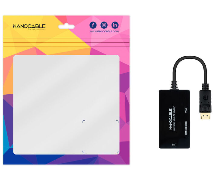 Adaptador NanoCable DisplayPort para HDMI / DVI / VGA 20 CM Negro image number 3
