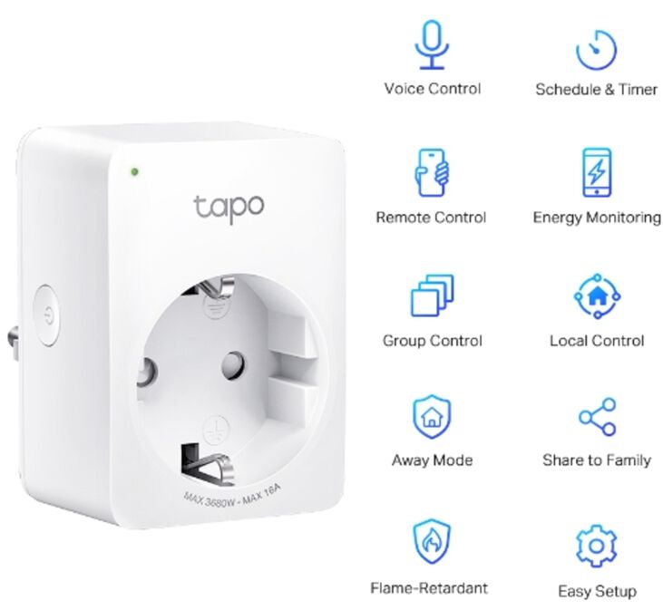 Tomas Inteligente TP-Link Tapo P110 Wi-Fi Com Mon. de Consumo de Energia image number 1