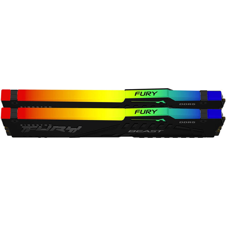 Kingston Kit 32GB (2 x 16GB) DDR5 5200MHz FURY Beast RGB Negro 1R CL36 image number 1