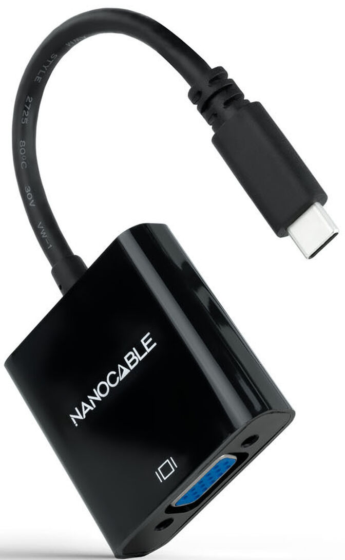 Adaptador NanoCable USB-C M para VGA F 10 CM Negro image number 1