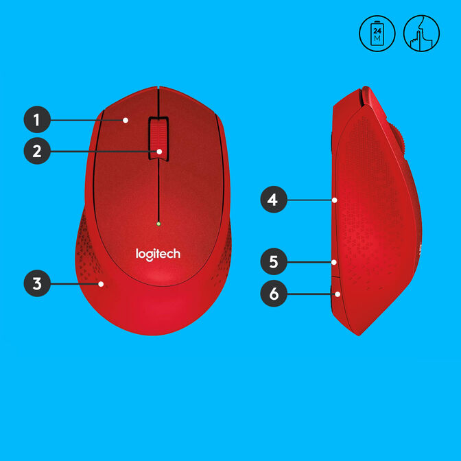 Rat&oacute;n Logitech M330 Silent Plus 1000DPI Wireless Rojo image number 6