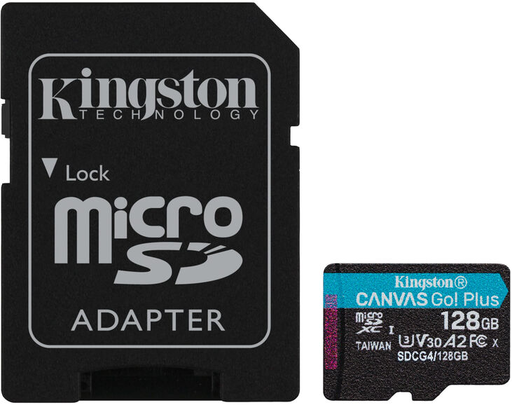 Tarjeta de Memoria Kingston Canvas Go! Plus Gen4 200MB/s MicroSDXC UHS-I U3 V30 A2 128GB image number 0