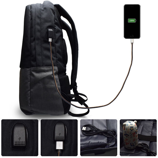 Mochila Ewent EW2529 Urban Notebook Backpack 17.3" Preta c/ Outlet USB image number 1