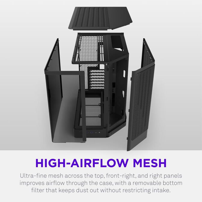 Torre ATX NZXT H6 Negro Cristal Templado image number 4