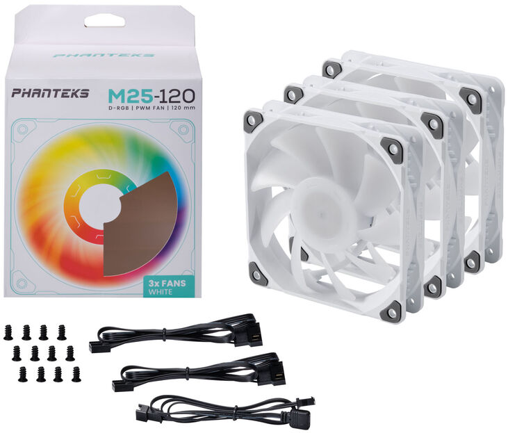 Ventilador Phanteks M25 PWM D-RGB Blanca Pack 3- 120mm image number 6