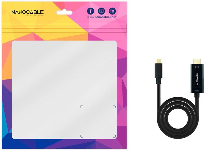 Cable Conversor Nanocable USB-C > HDMI 1.4 4K@30HZ 3 M Negro image number 4