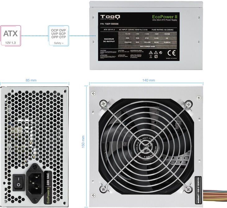 Fuente Alimentación Tooq Ecopower II ATX 500W image number 3