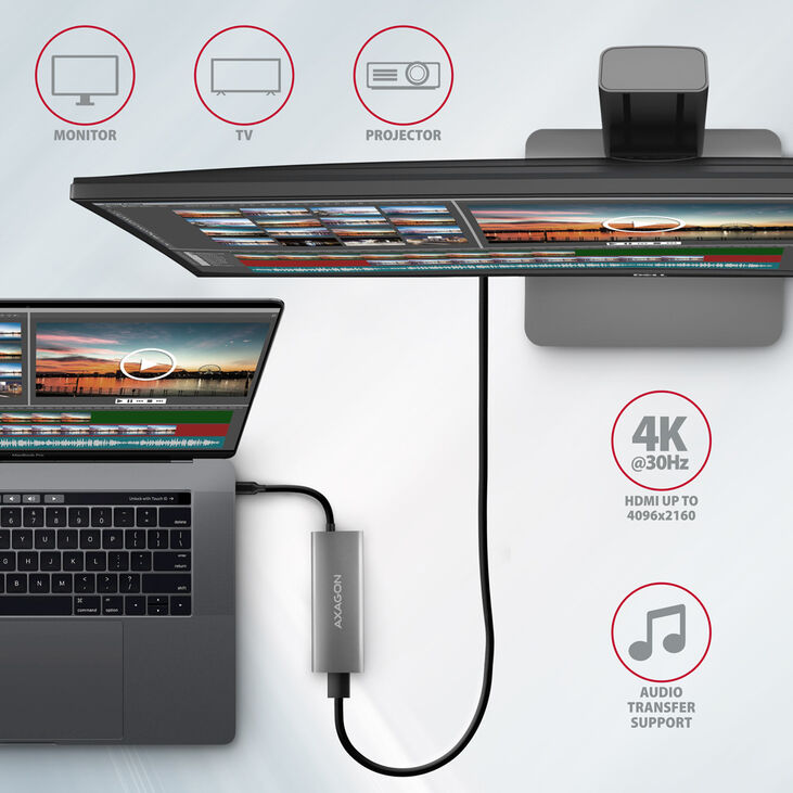 HUB USB-C AXAGON HMC-5G21 2x USB-A + 2x USB-C + HDMI, USB-C 3.2 Gen 2 10Gbps, PD 60W image number 5
