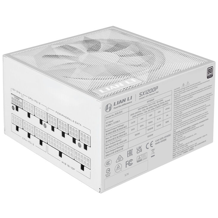 Fuente Modular Lian Li SX 1200W 80+ Platinum Blanco image number 2