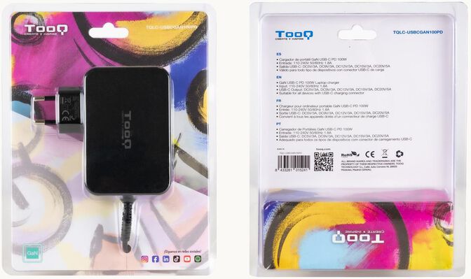 Cargador de Port&aacute;til GaN Tooq USB-C PD 100W image number 3