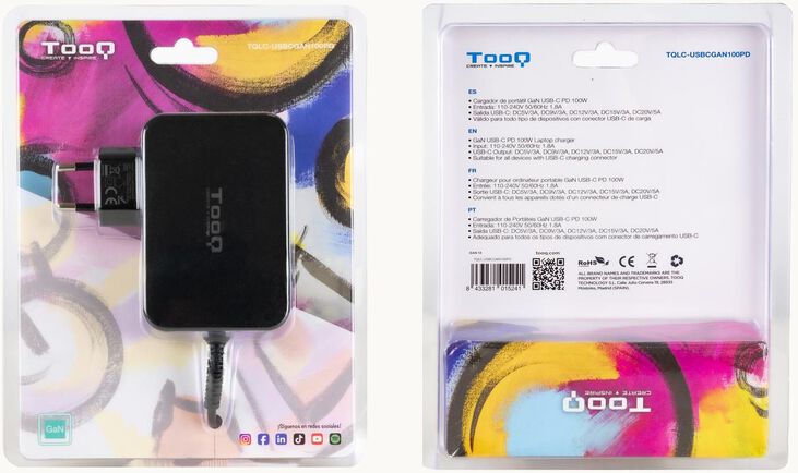 Cargador de Portátil GaN Tooq USB-C PD 100W image number 3