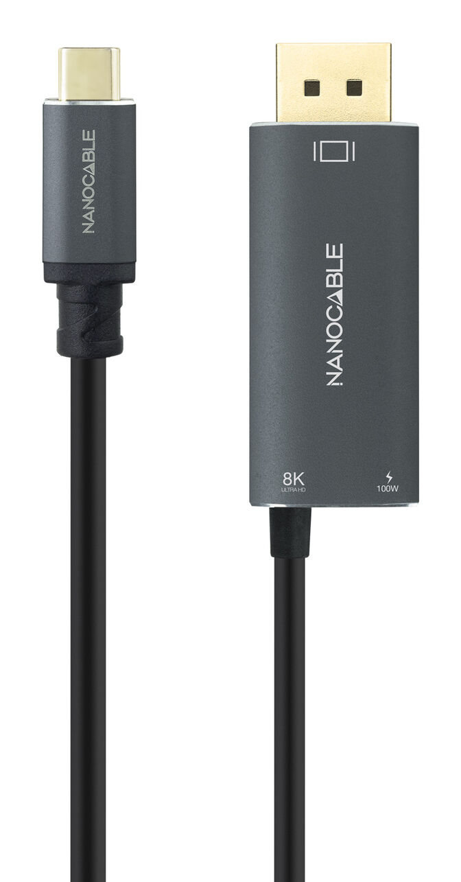Cable Conversor Nanocable USB-C/M > DisplayPort/M 8K 1.8 M Negro image number 1