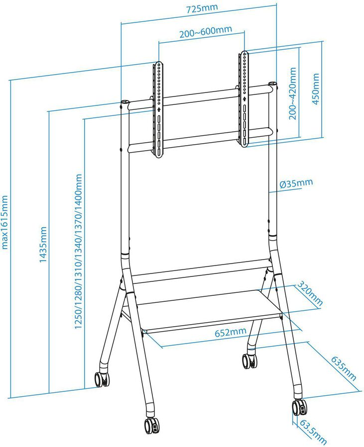 Soporte Móvil Tooq iDREAMS 37" a 86" Máx. 80Kg Negro image number 8