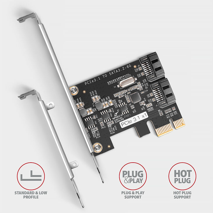 Controlador AXAGON PCES-SJ2 PCIe 2x internal SATA 6G port, JMB582 + LP image number 3