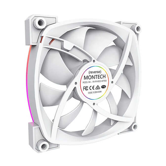 Ventilador Montech RX140 PWM ARGB PWM 140mm Blanco (Reversed Fan Blades) image number 3