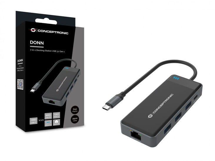 HUB USB Conceptronic 7-in-1 USB-C 3.2 > 3x USB-A 3.0 + 2x HDMI + Gigabit + USB-C (PD100W) image number 3