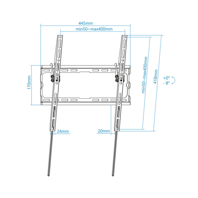 Soporte de Pared Tooq Tilt 32" a 70" Max. 45Kg Negro image number 5