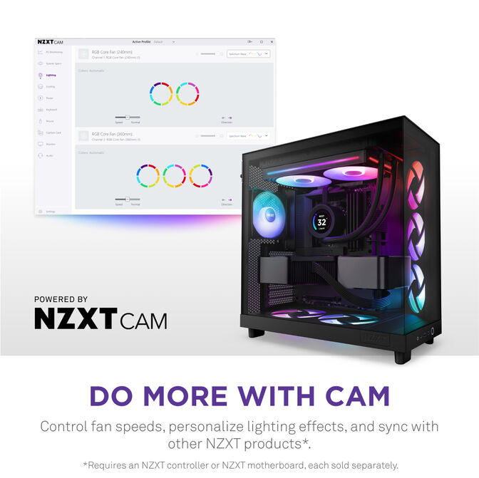 Ventilador NZXT F280 RGB Core Single-Frame Negras - Duplo Vent&iacute;lador 140mm (280mm) image number 8