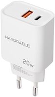 Cargador Nanocable USB-C/PD + USB-A/QC 20W Blanco image number null