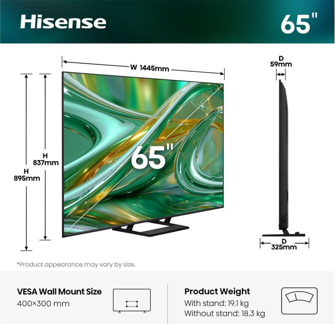 Televisor Hisense 65E8S 65" Mini LED QLED UltraHD 4K VIDAA image number 1