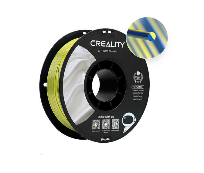 Filamento Creality CR-Silk PLA 1.75mm 1kg Dorado y Plateado image number 0