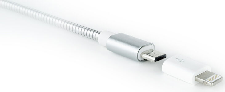 Adaptador USB NanoCable Tipo Lightning/M-M-Micro B/F Blanco image number 2