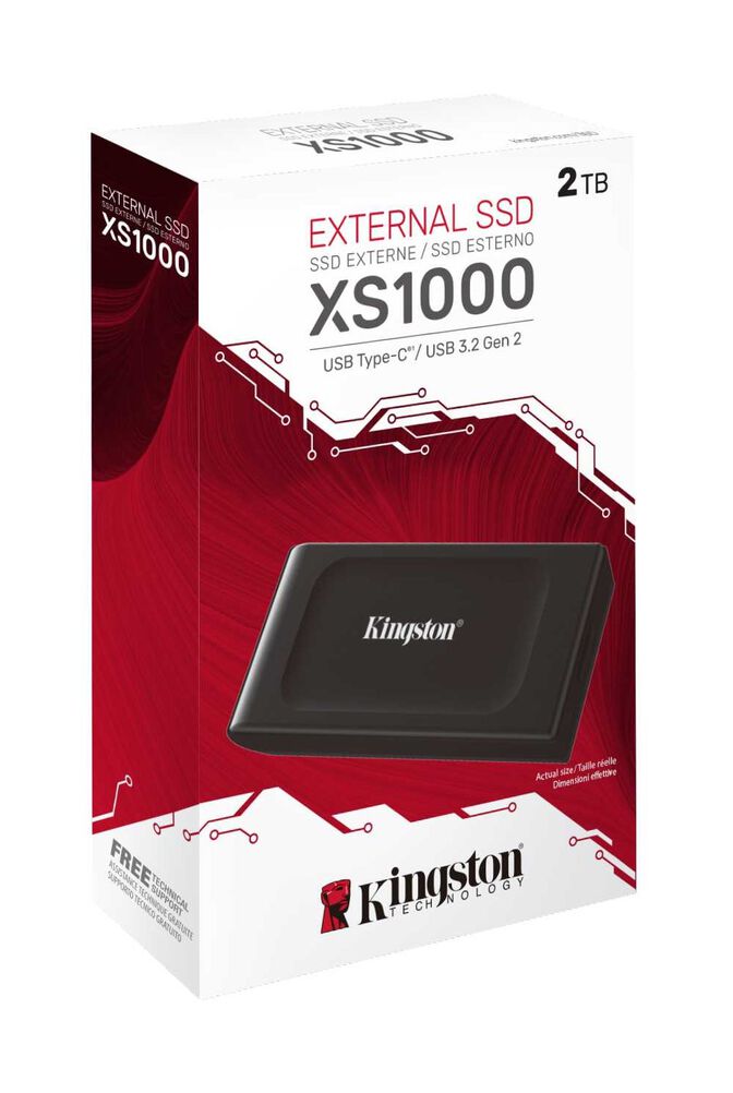 SSD Externo Kingston XS1000 2TB USB3.2 Gen2 Negro (1050/1000MB/s) image number 1