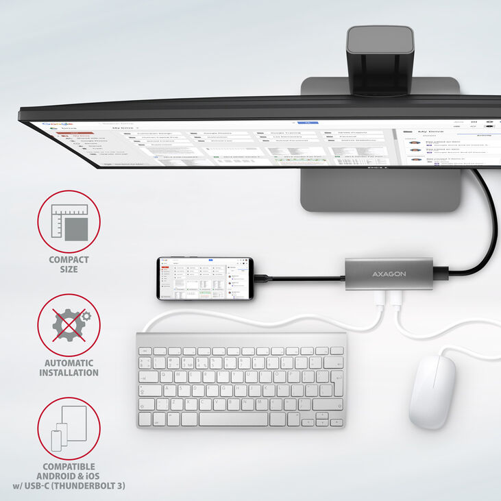 HUB USB-C AXAGON HMC-5G21 2x USB-A + 2x USB-C + HDMI, USB-C 3.2 Gen 2 10Gbps, PD 60W image number 6
