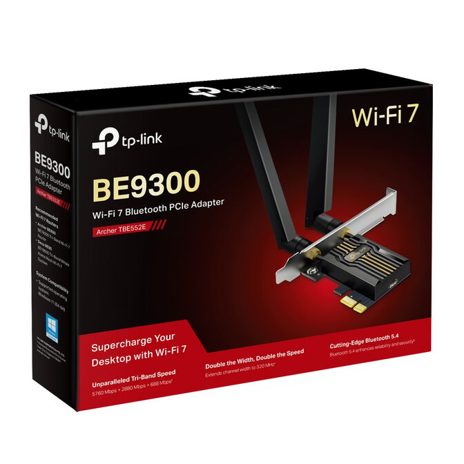 Tarjeta de Red PCIe TP-Link Archer TBE552E BE9300 WiFi 7 Tri-Band + Bluetooth 5.4 image number 3