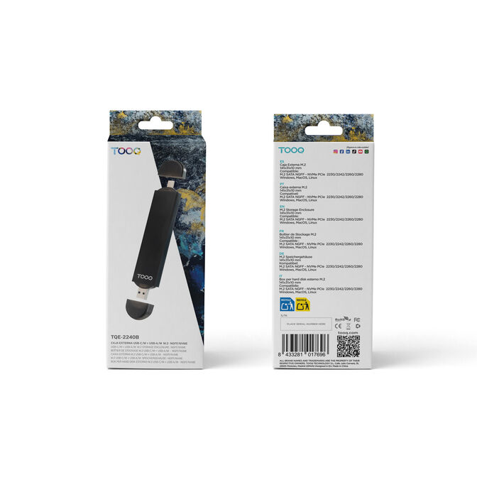Caja SSD Tooq TQE-2240B M.2 NGFF/NVMe USB3.2 Gen 2 USB-C+USB-A image number 8