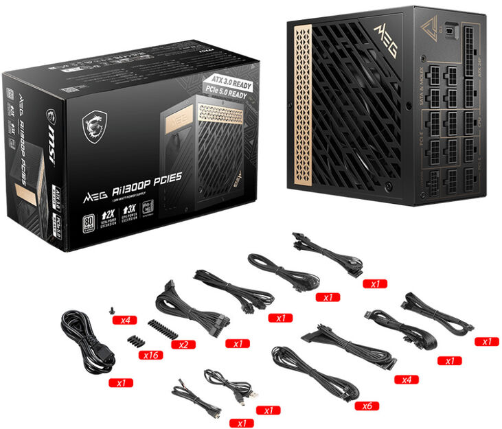 Fuente Alimentación Modular MSI MEG A1300P PCIE5 1300W 80+ Platinum image number 4