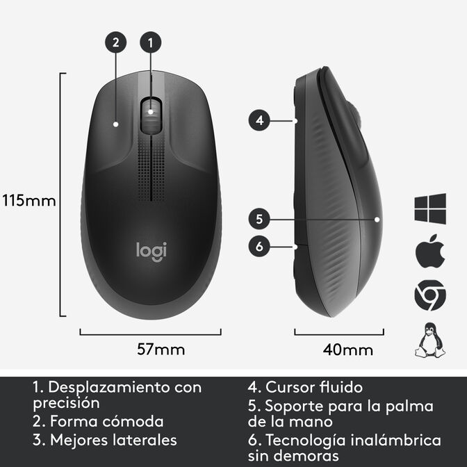 Rat&oacute;n Logitech M190 1000DPI Wireless Negro/Gris image number 11