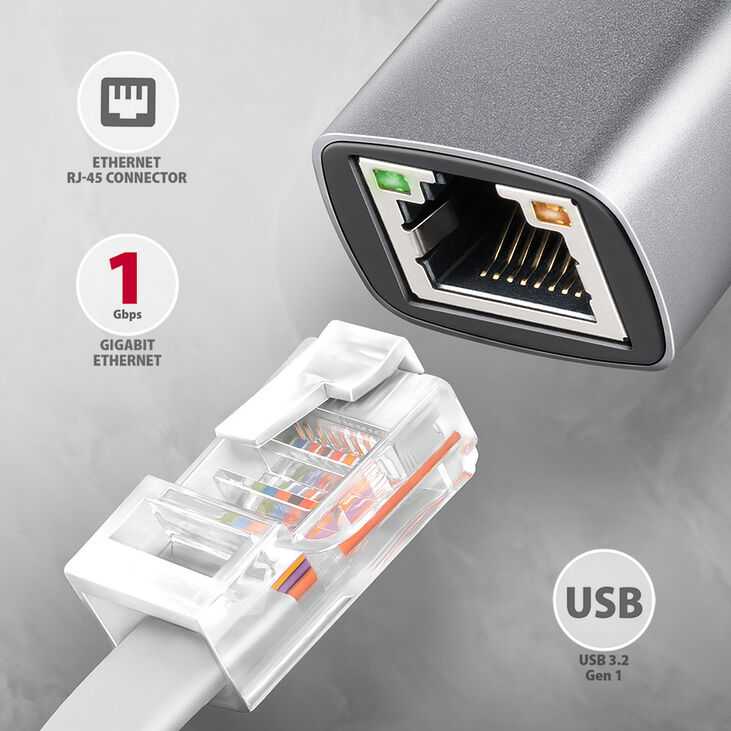 Adaptador AXAGON ADE-TXPD USB-C USB3.2 Gen 1 -  Gigabit Ethernet + PD 100W image number 1