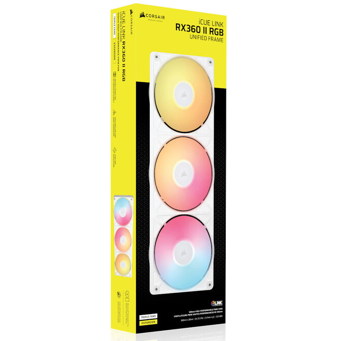 Ventilador Corsair iCUE Link RX360 II Unified Frame Blancas RGB PWM Triplo Ventilador 120mm (360mm) image number 3