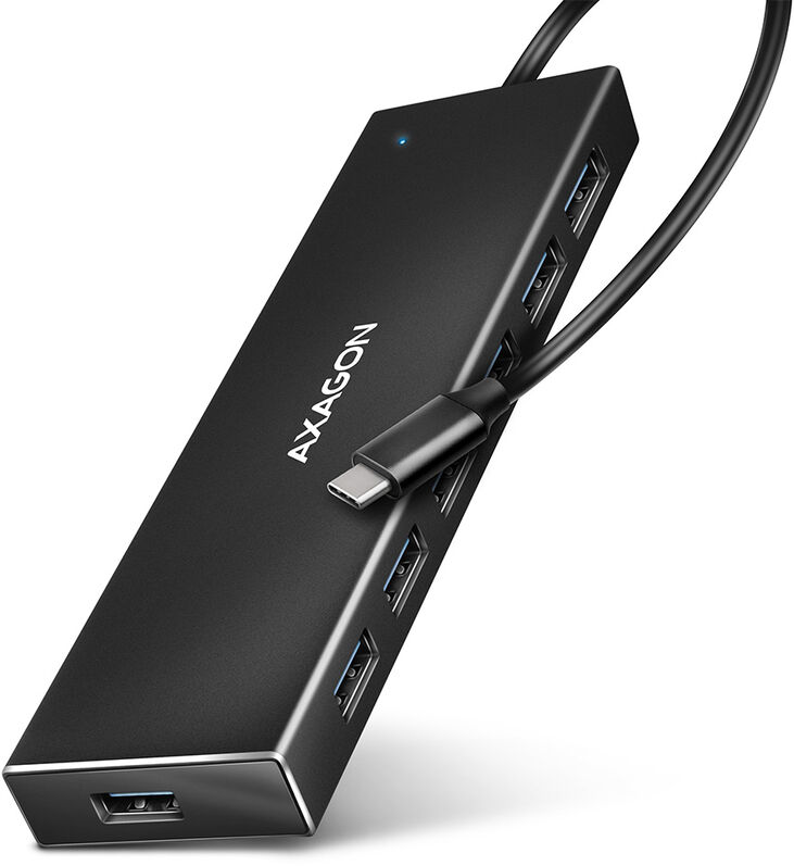 HUB USB-C AXAGON HUE-F7C 7x USB 3.2 Gen 1 ALU FLAT, micro USB power IN image number 0