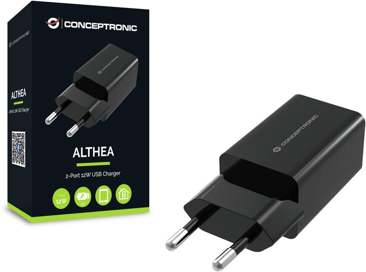 Cargador Conceptronic Althea06B 2 Puertas 12W USB image number 1