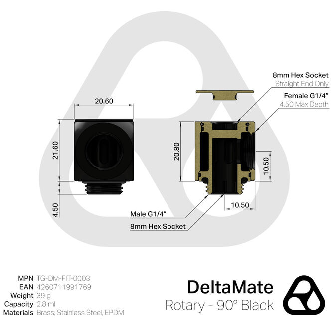 Thermal Grizzly DeltaMate Rotary - 90&deg; Negro image number 3