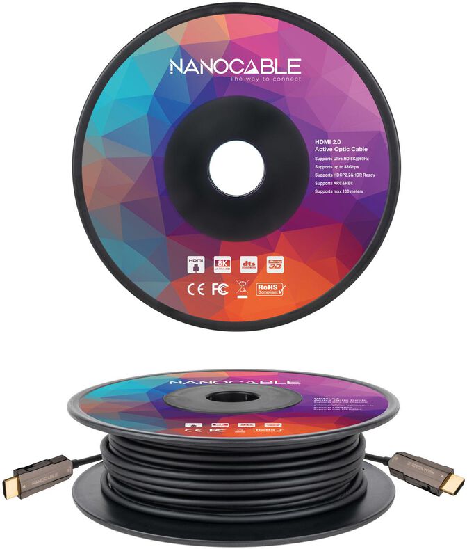 Cable Nanocable HDMI V2.0 AOC 18Gbps 30M Negro image number 1